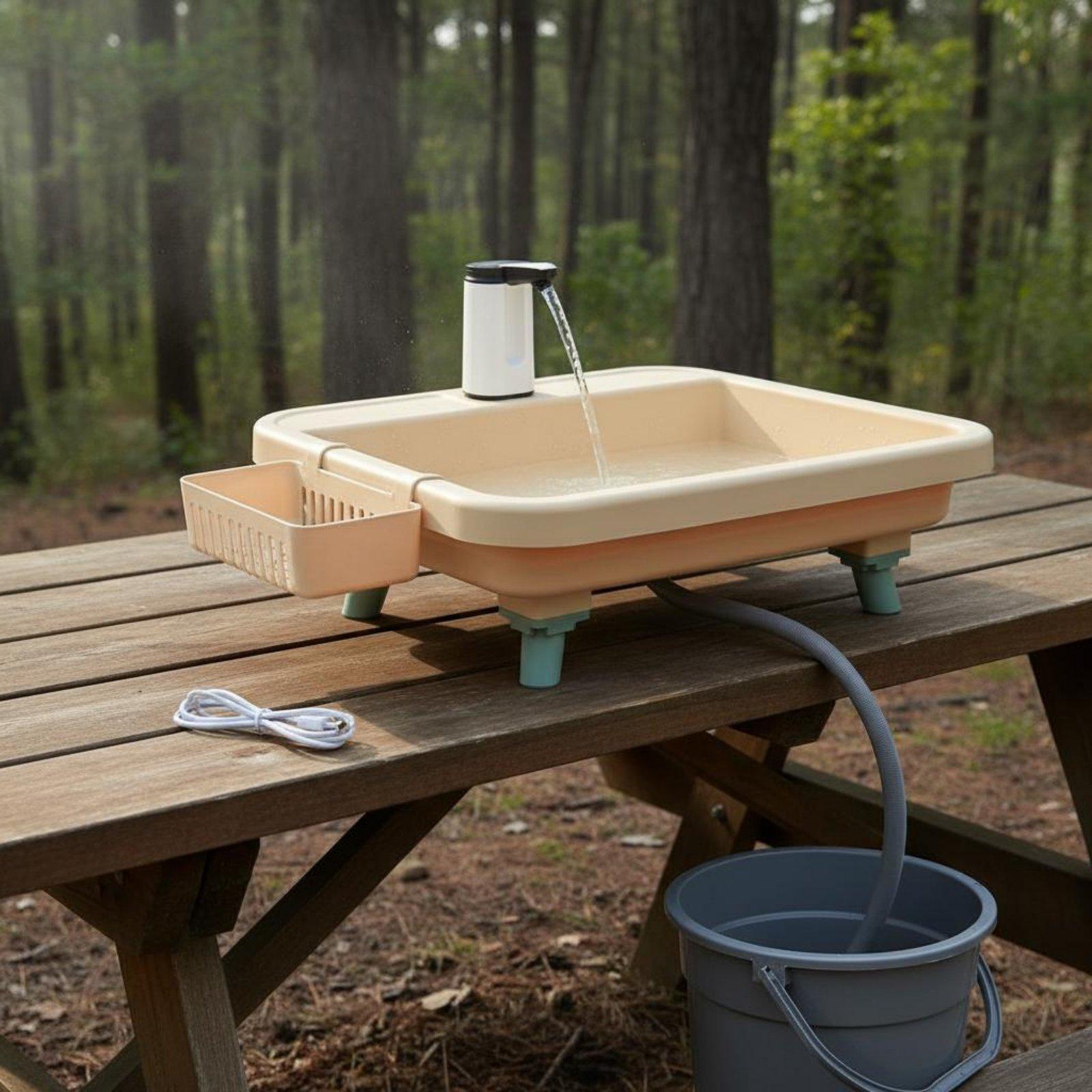 Outdoor Camp - Lavabo Portatile da Campeggio con Pompa