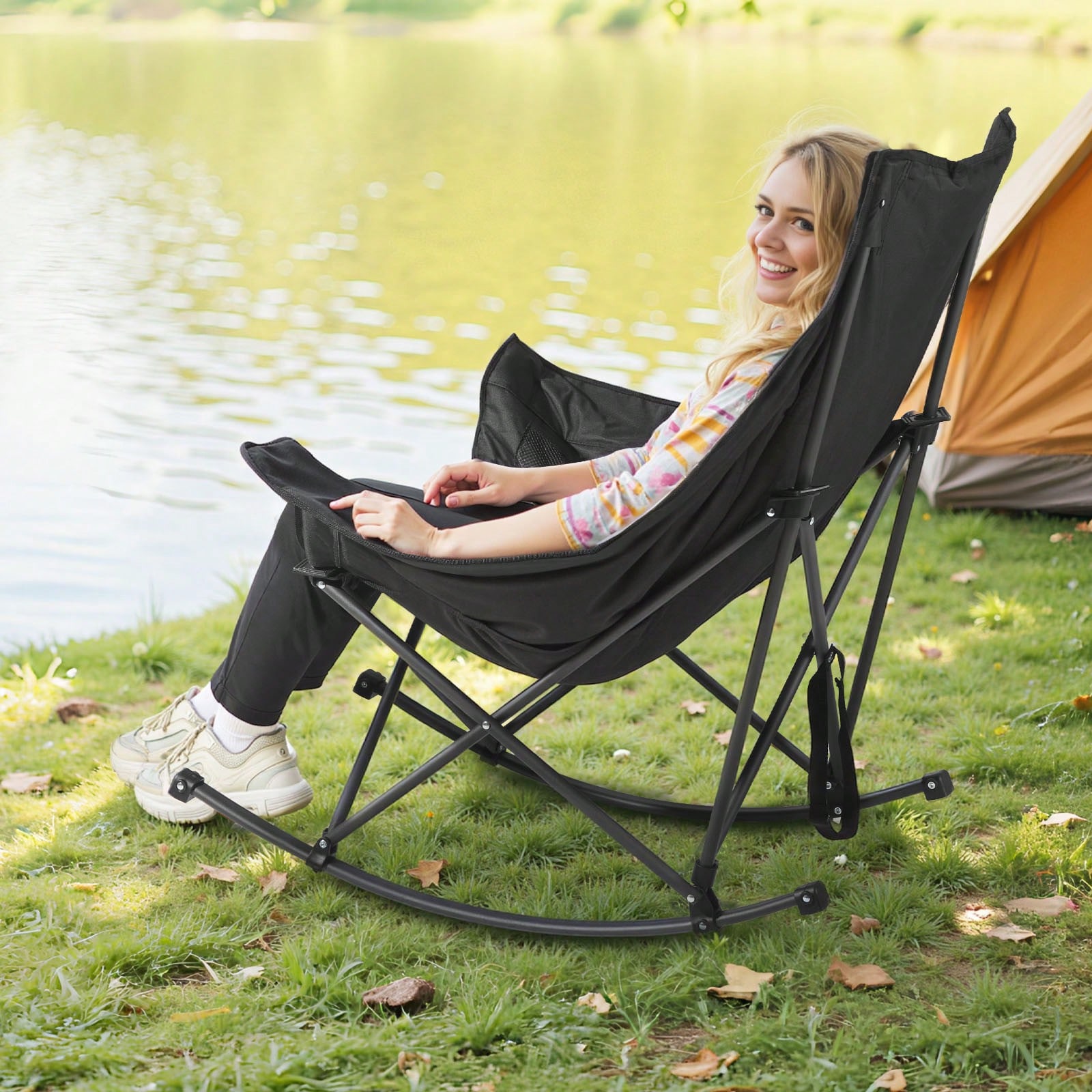 Outdoor Camping Rocker - Sedia da Campeggio a Dondolo, Pieghevole