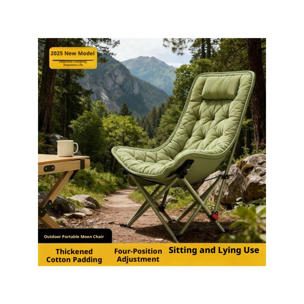 Outdoor Camping Recliner - Sedia a Luna Pieghevole da Esterno