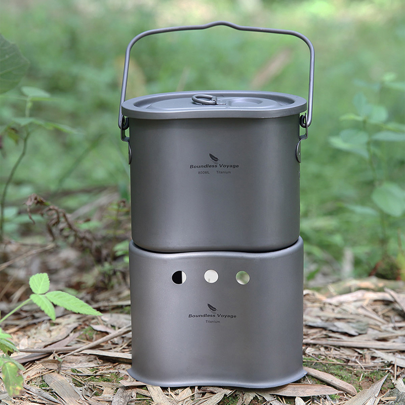 Outdoor Camping Stove Wood - Boundless Voyage Set di pentole in