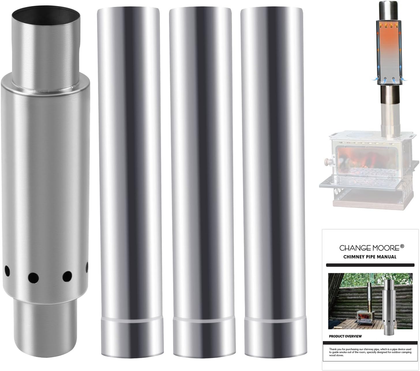 Outdoor Camping Stove Wood - CHANGE MOORE Set di tubi per