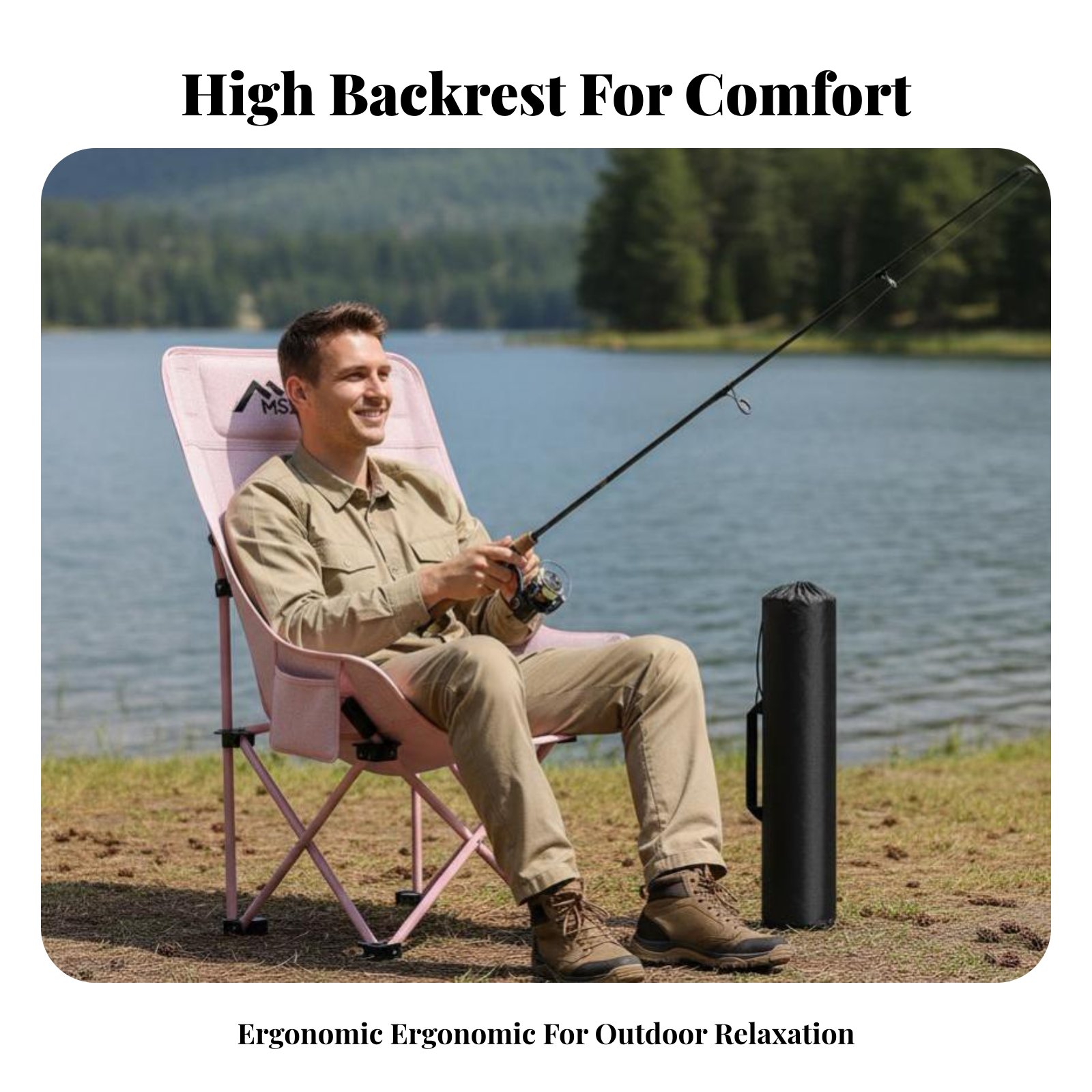 Outdoor Camping Recliner - Sedia Pieghevole in Rete con Schienale