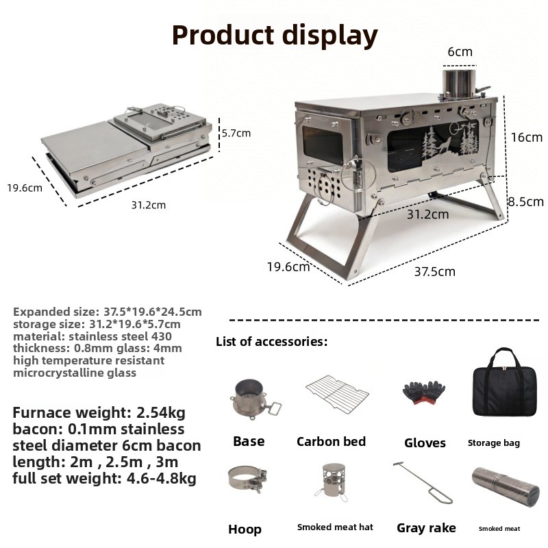 Stufa a Legna Pieghevole in Ac - Outdoor Camping Oven recensione e prezzo
