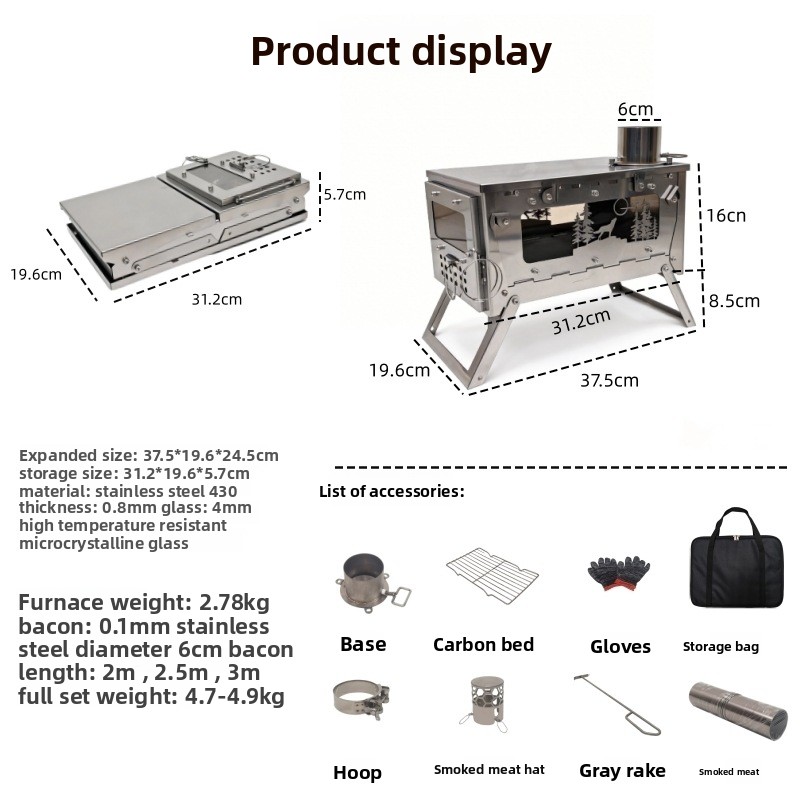 Stufa a Legna Pieghevole in Ac - Outdoor Camping Oven recensione e prezzo